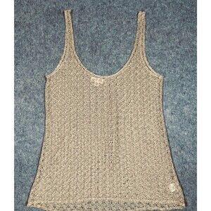 Anthropologie Papier Gold Lace Tank Made In USA Metallic Size Medium